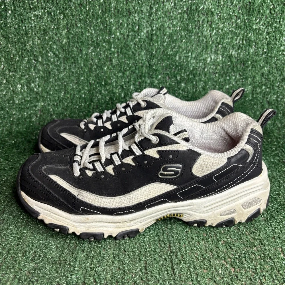 Skechers D Lites Biggest Fan Chunky Platform Athletic Sneaker Black Womens 8.5